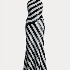Elegant Black and White Striped Dress
